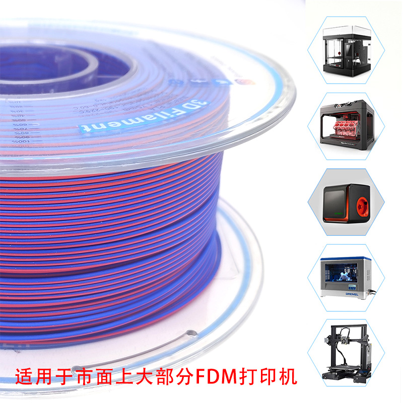 优塑双色三色丝绸渐变PLA FDM3d打印机耗材1.75mm 3D打印笔通用-图3