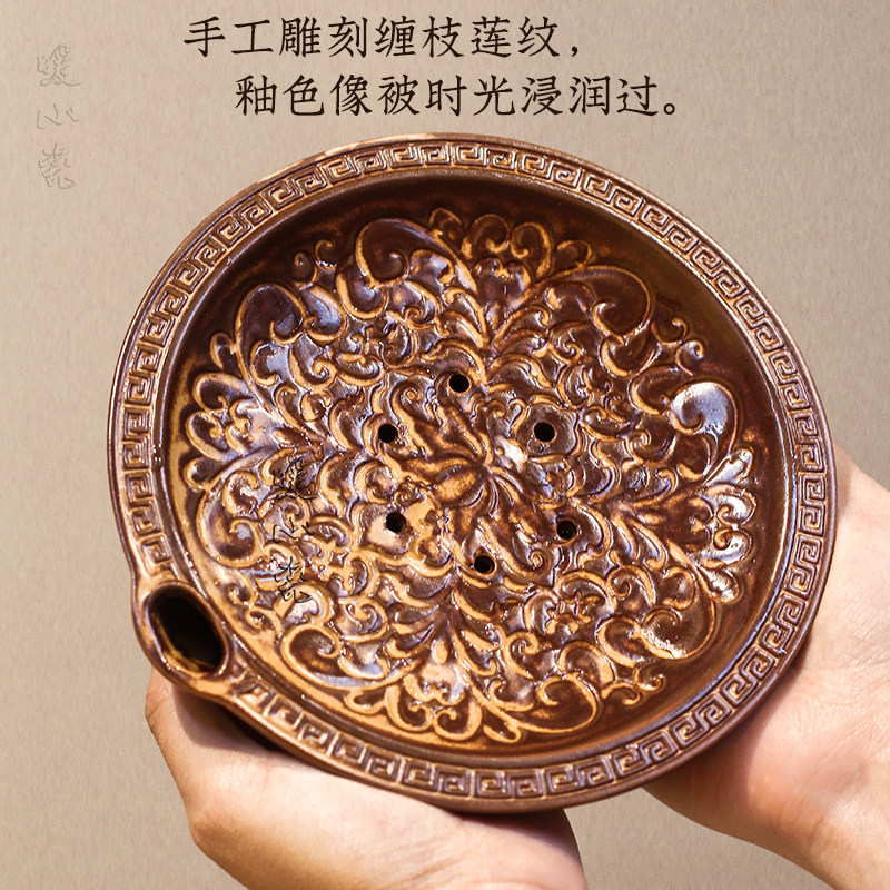 加大款高端复古棕陶瓷壶承干泡台蓄水泡台泡茶器具茶台养壶垫壶托,淘宝优惠券,粉丝福利购,淘宝优惠卷