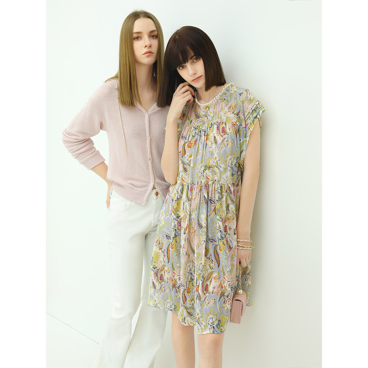 COCOBELLA沙滩印花连衣裙女春夏度假风珠饰镶边温柔雪纺裙FR35,淘宝优惠券,粉丝福利购,淘宝优惠卷