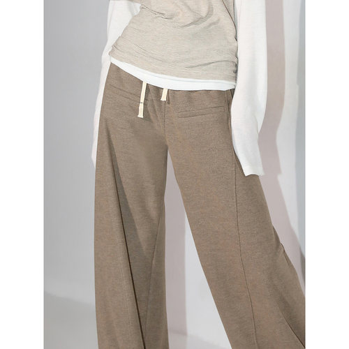 COCOBELLA细腻柔软针织糯米裤复古宽松遮胯秋冬休闲直筒裤PA0001 - 图1