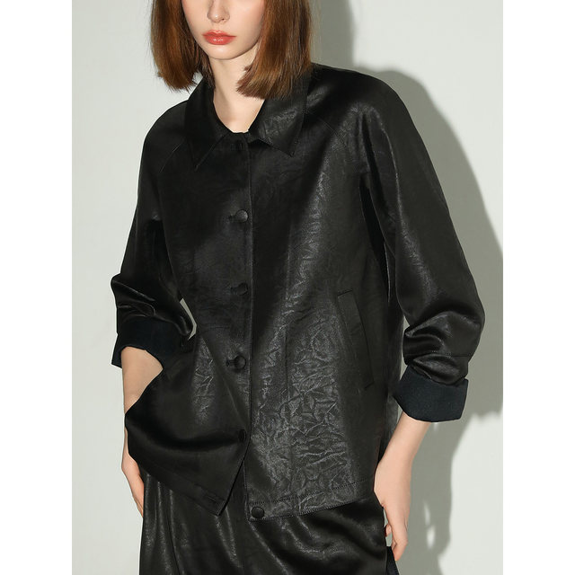 COCOBELLA Quiet Luxury Embossed Dark Pattern Short Jacket Feminine Commuting Casual Draped Lapel Jacket SC0049