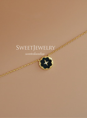 黑玛瑙925银复古款锁骨链