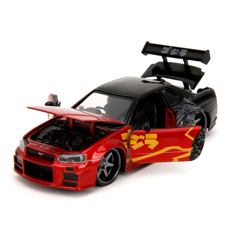 Jada 哥斯拉大战金刚Godzilla 2003 日产天际线GTR R34模型 1:24 - 图0
