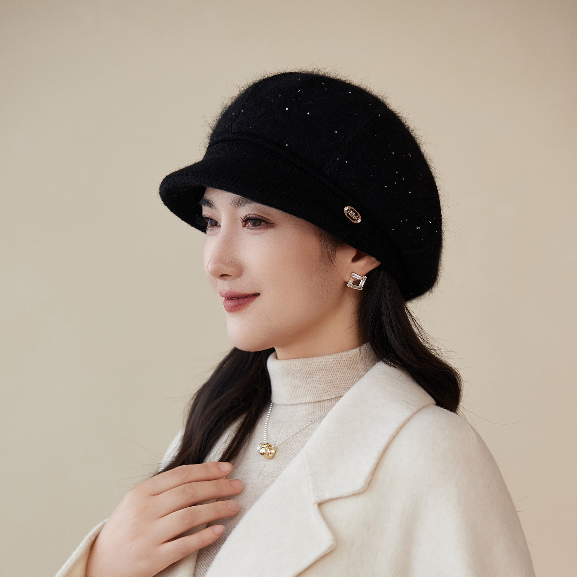 秋冬季帽子女中老年人妈妈加绒厚保暖鸭舌帽针织毛线帽防寒奶奶帽 - 图3