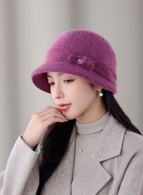 中老年人秋冬天女士妈妈毛线帽子