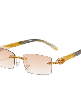 欧美ins太阳镜新款钻无框方形