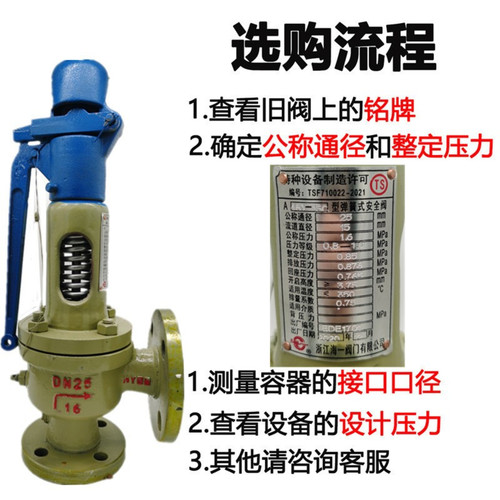 海一弹簧式安全阀全启储气罐安全阀蒸汽锅炉A48Y-16C安全阀泄压阀 - 图0