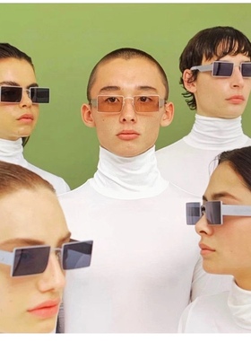 宋春江同款眼镜方形太阳镜金属宽腿墨镜钢皮太阳镜女可配近视墨镜