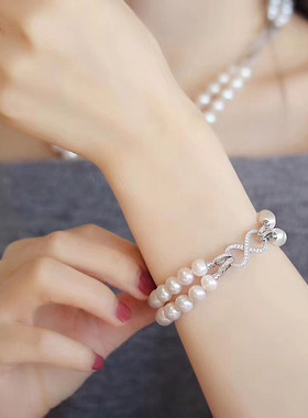 天然双层短款毛衣链淡水珍珠