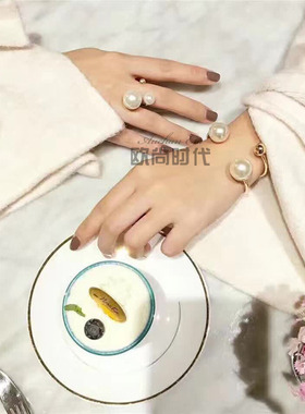 开口不对称贝壳戒指可调节手镯