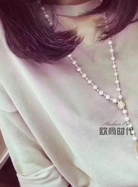 流苏毛衣链长款小众设计淡水珍珠