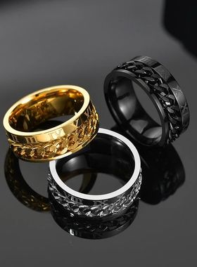 Cool Stainless Steel Rotatable Men Ring High Quality Spinner