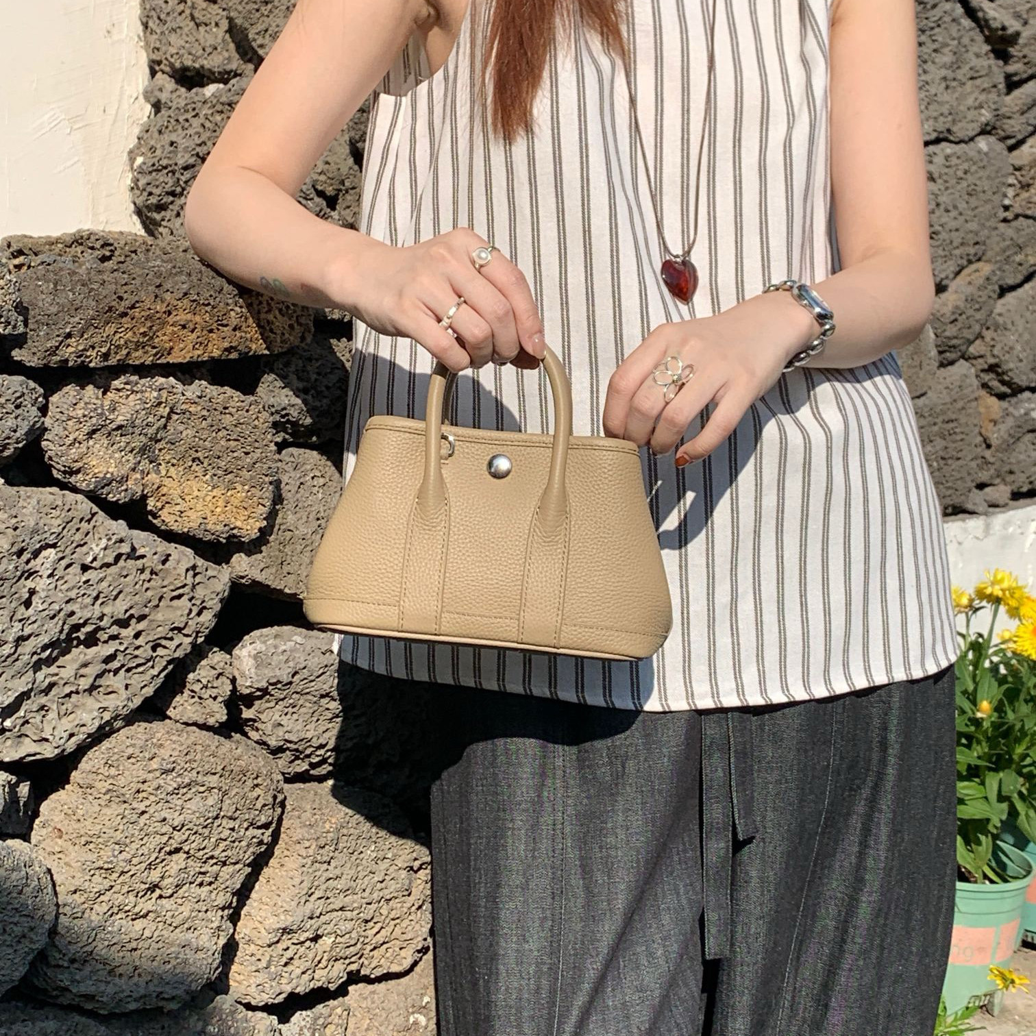 头层牛皮迷你花园包女2026新款高级感精致手提包超火斜挎小托特包,淘宝优惠券,粉丝福利购,淘宝优惠卷