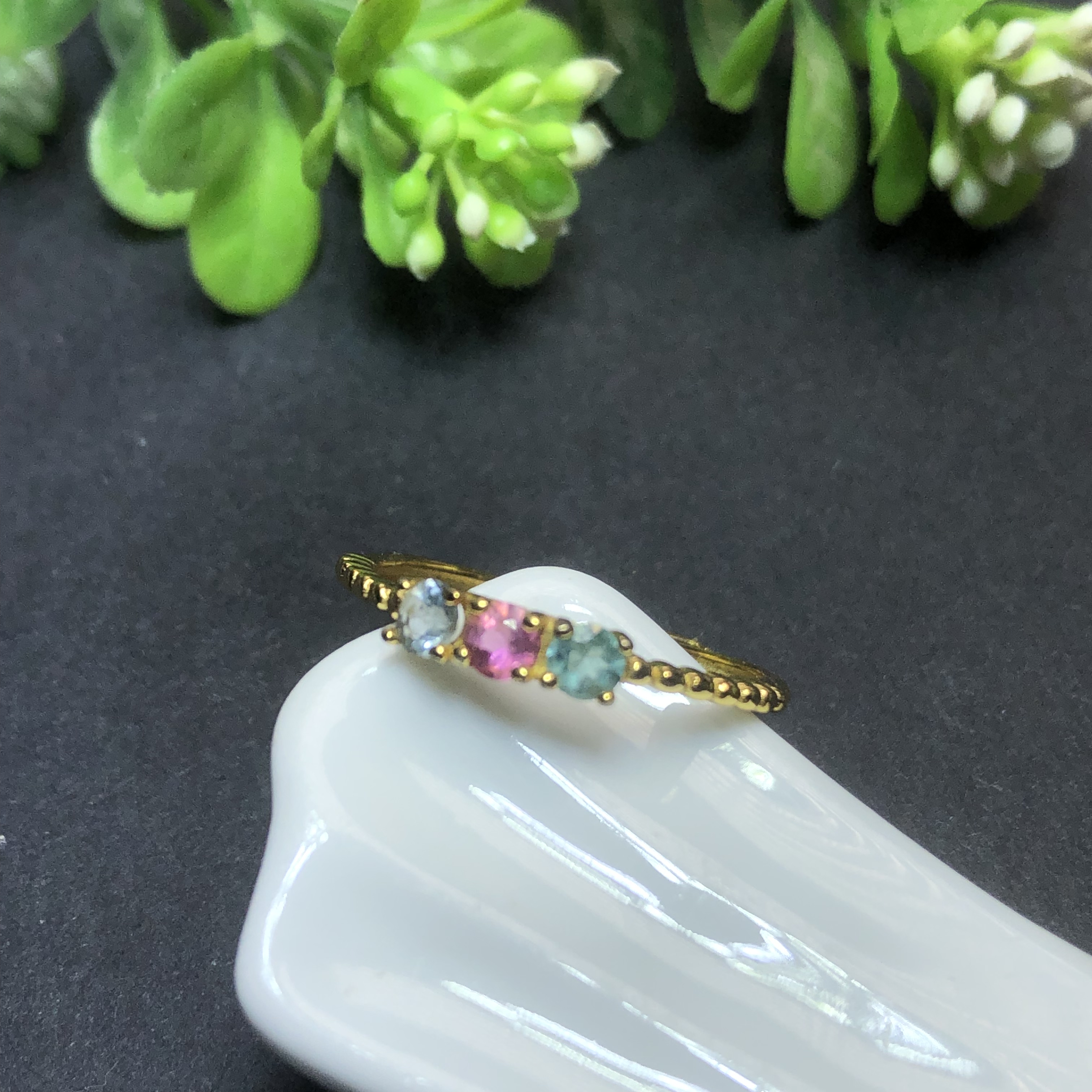 Natural tourmaline ring s925 sterling silver inlaid women's fashion simple and versatile temperament birthday gift for girlfriend