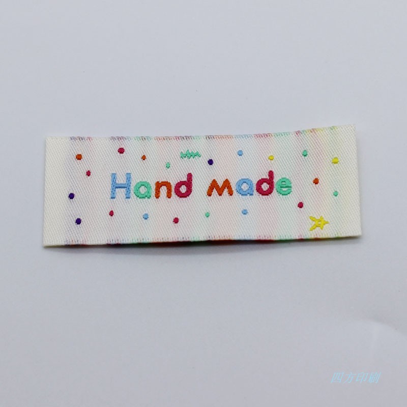 handmade彩色格子织标手工品包包饰品商标现货DIY标签服装织标 - 图3