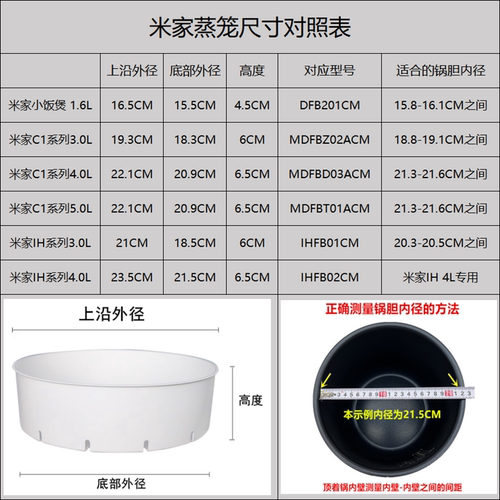 适用小米家C1电饭煲蒸笼3L4L5升电饭锅配件IH电饭煲1.6L蒸格蒸架 - 图1