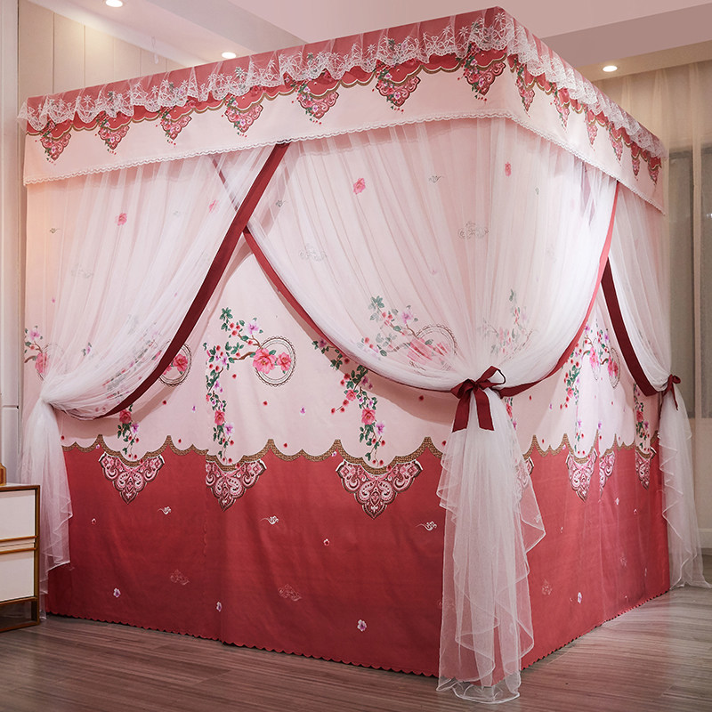 新款遮光床幔床帘蚊帐1.5m一体式卧室防尘布帘1.2米1.8双人床家用,淘宝优惠券,粉丝福利购,淘宝优惠卷