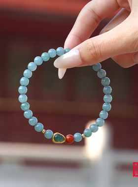 山川心语天然翡翠蓝水葫芦手链