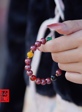高纯度朱砂帝王砂本命年红绳手串