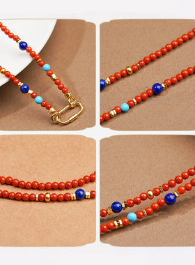 山川心语原矿南红玛瑙小米珠项链