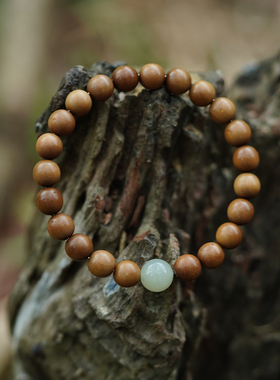 印度老山檀手串小众冷门文玩天然檀香木质手链檀木老型珠把玩盘串