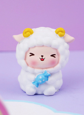 树脂祝福卡通小羊迷你摆件