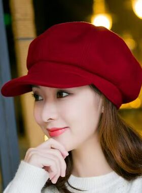 秋冬毛呢女士韩版潮时尚小清新百搭秋天20新款日系秋冬英伦八角帽