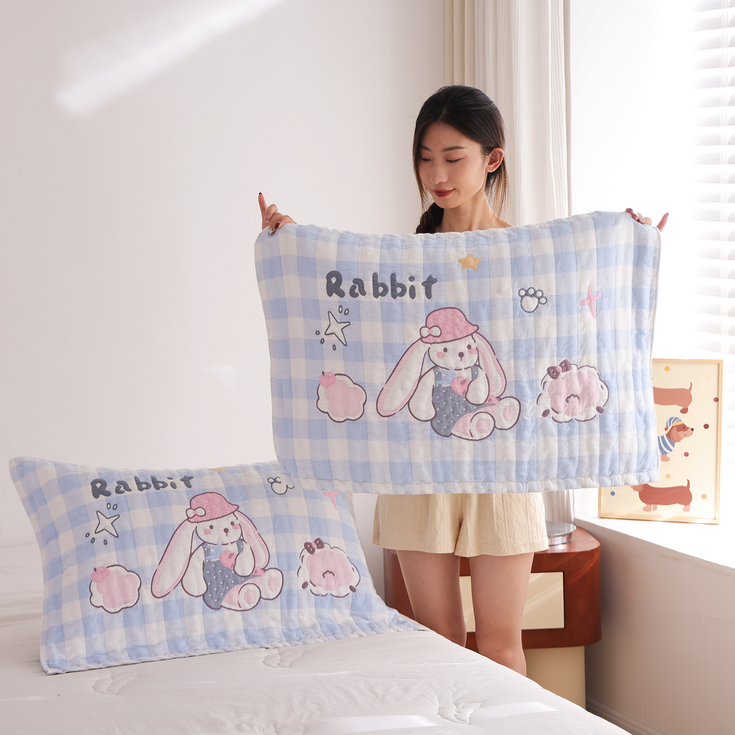 高密细纱纯棉纱布泡芙枕巾一对装全棉柔软卡通枕头巾吸汗枕头盖巾,淘宝优惠券,粉丝福利购,淘宝优惠卷