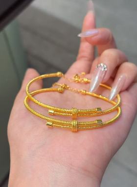 水贝黄金 足金999织金几何绳结手环金韵鎏光如丝绒漫开手镯送女友