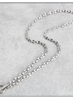 欧美时尚个性嘻哈一字扣钛钢咖啡豆项链不锈钢元宝链OT扣男女项链