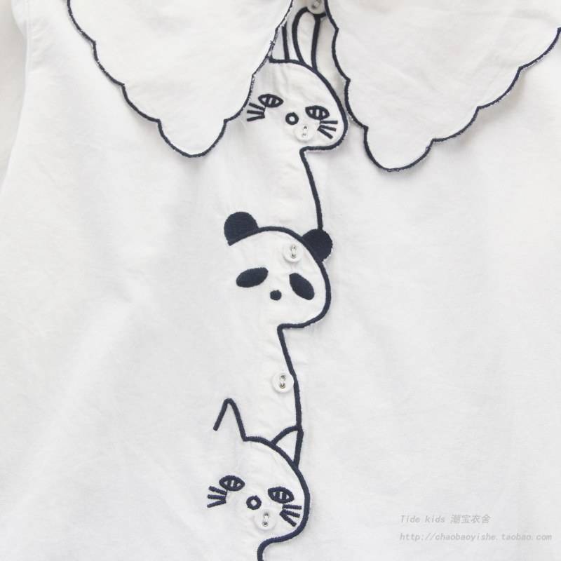 女童纯棉衬衫2025秋季新款儿童装洋气娃娃领长袖衬衣女孩打底上衣 - 图2