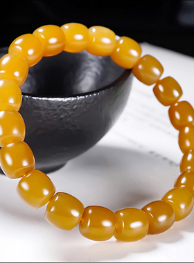 新疆和田玉且末金山料红糖老型珠手链手串32.68克大师郭磊作品A