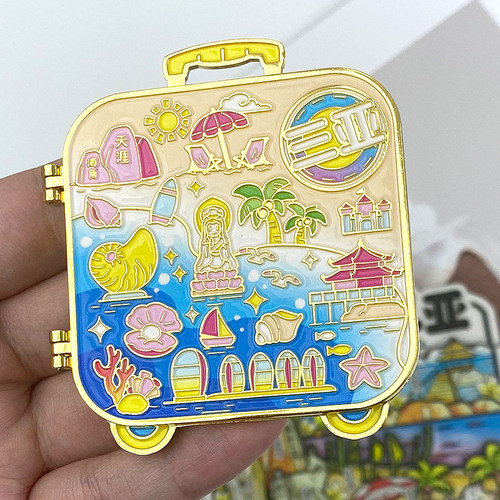 海南冰箱贴三亚冰箱贴磁性文创旅游纪念品木质南海观音天涯海角 - 图0