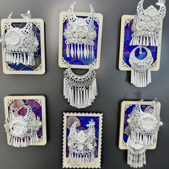 Guizhou Qianhu Miao Village Cultural and Creative Silver Cap Refrigerator Magnet