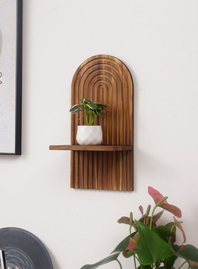 壁挂式木质墙上置物架香薰摆台