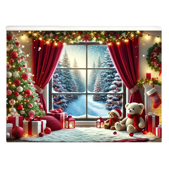Christmas tree red curtain atmosphere background cloth hanging cloth