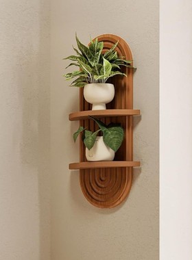 中古风木质壁挂拱形装饰置物架