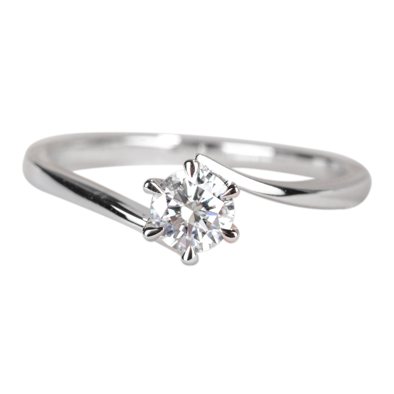 宝石矿工钻石戒指18k白金扭臂款六爪钻戒经典结婚订婚钻戒托定制-图3
