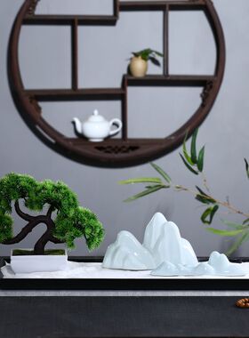 新中式风禅意假山茶室软装饰品