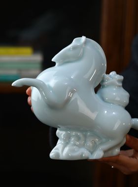 陶瓷生肖马摆件马上暴富开业礼品