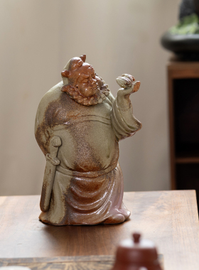 陶瓷钟馗摆件大师手工柴烧釉艺术