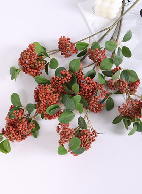 仿真带叶大果子 家居装饰工程发财浆果摄影道具样板房摆件假实果