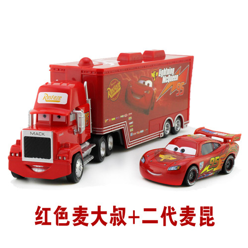 正版闪电麦昆 国产麦大叔mack95号货柜车组合 汽车总动员赛车玩具 - 图0