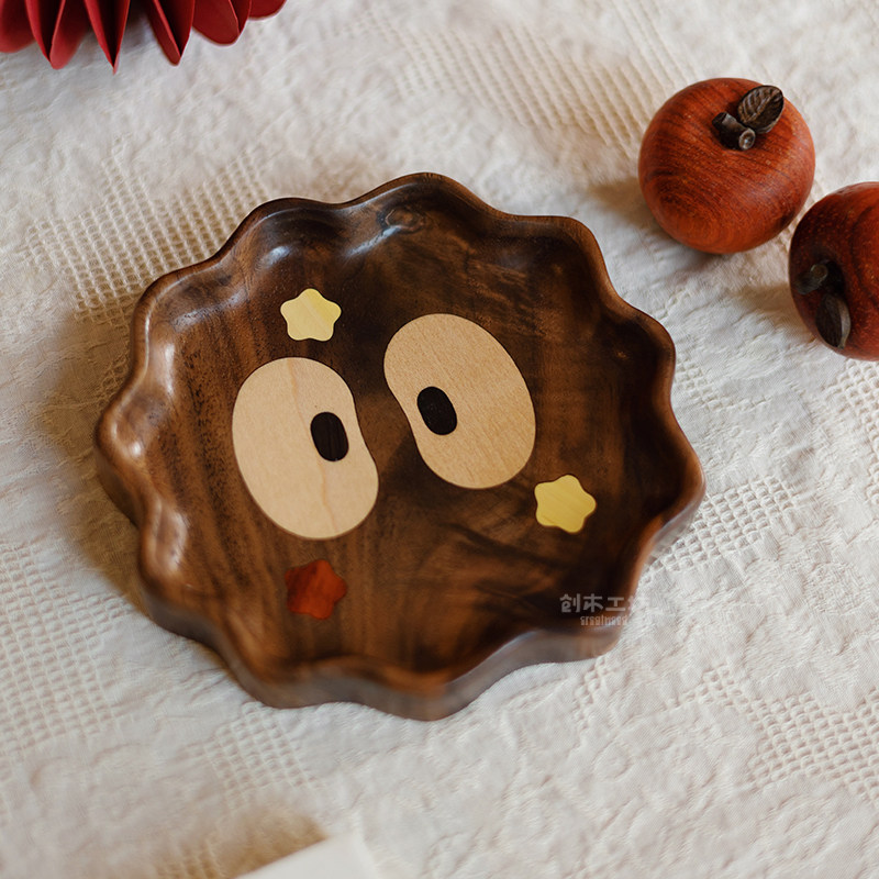 煤球精灵收纳盘/创木工坊玄关钥匙茶几零食收纳盘实木原创意礼物,淘宝优惠券,粉丝福利购,淘宝优惠卷