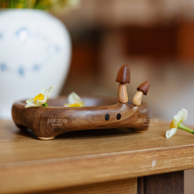菇菇盘/创木工坊茶几小玩意玄关桌面收纳可爱实木日系原创意礼物,淘宝优惠券,粉丝福利购,淘宝优惠卷
