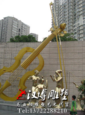 古筝表演景观音乐主题风人物雕塑