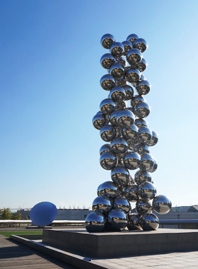 不锈钢镜面抽象圆球造型摆件