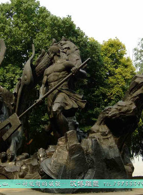 玻璃钢古代风大禹治水历史雕塑