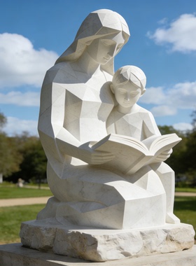 汉白玉花岗岩抽象母子雕塑像定制