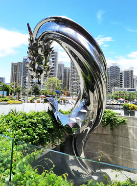 不锈钢镜面仿真动物龙雕塑